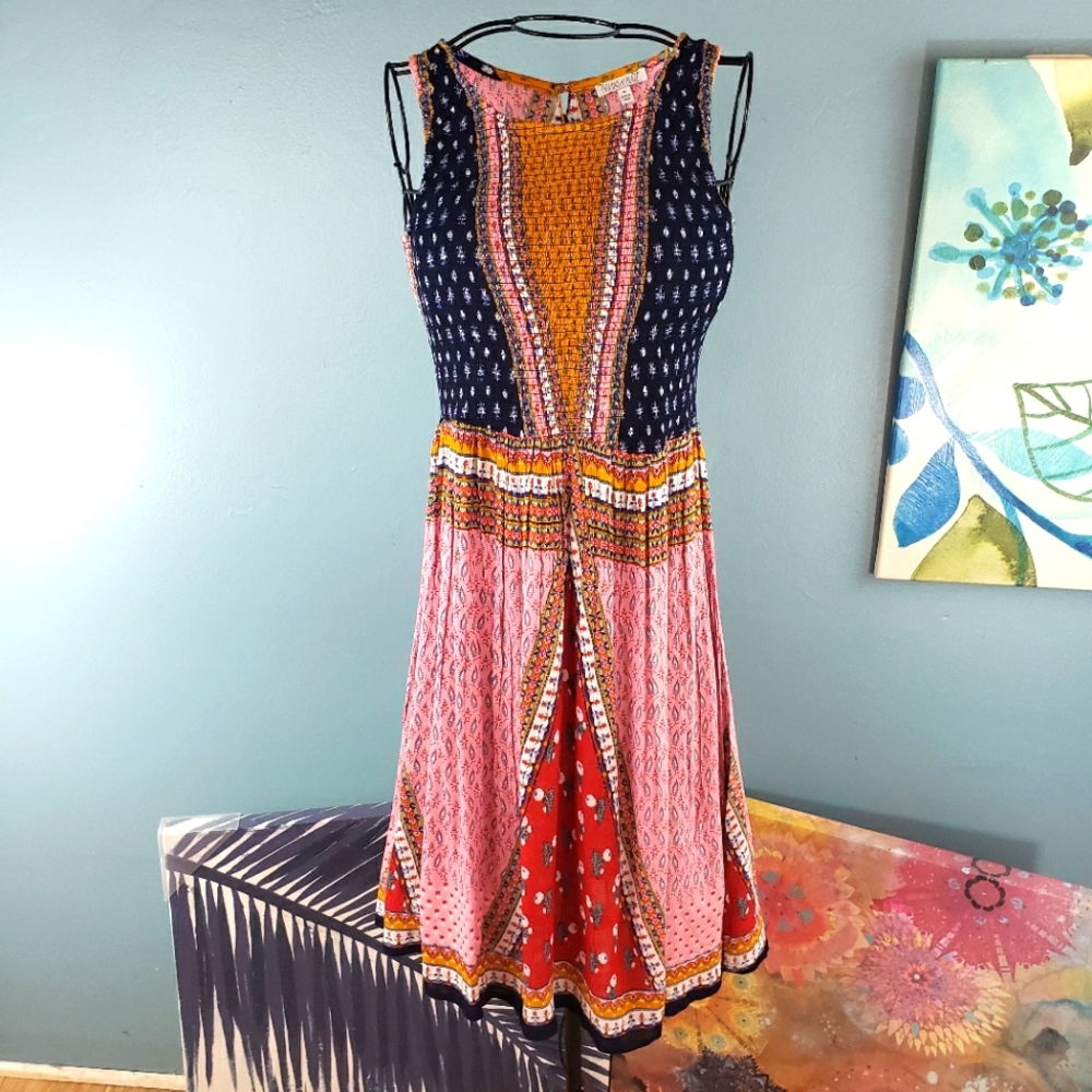 BOHO Patrons of Piece patch work rayon dress sz M - Picture 1 of 15